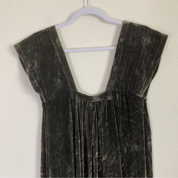 Vivien Ramsay Womens green/ brown 100% silk velvet sleeveless midi dress S - Picture 2 of 10